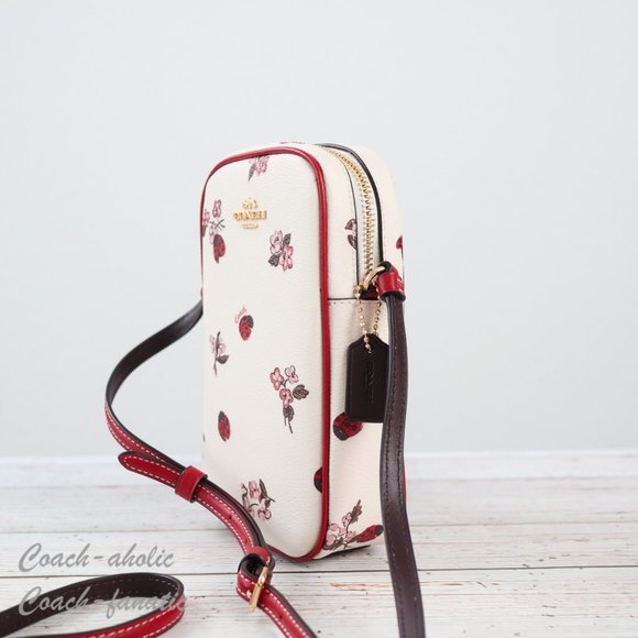 NWT Coach North South Zip Phone Crossbody With Ladybug Floral Print - Picture 5 of 12